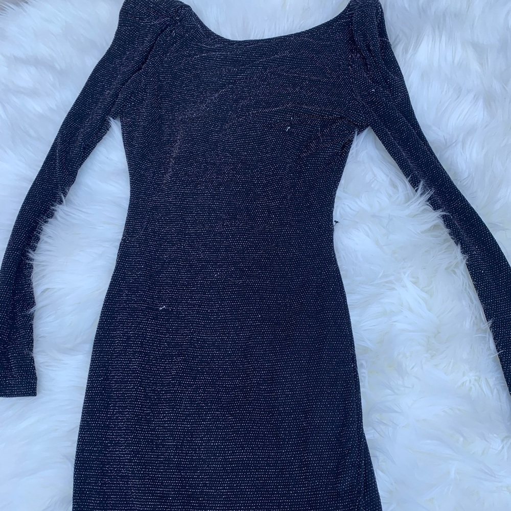Tight black sparkly dress